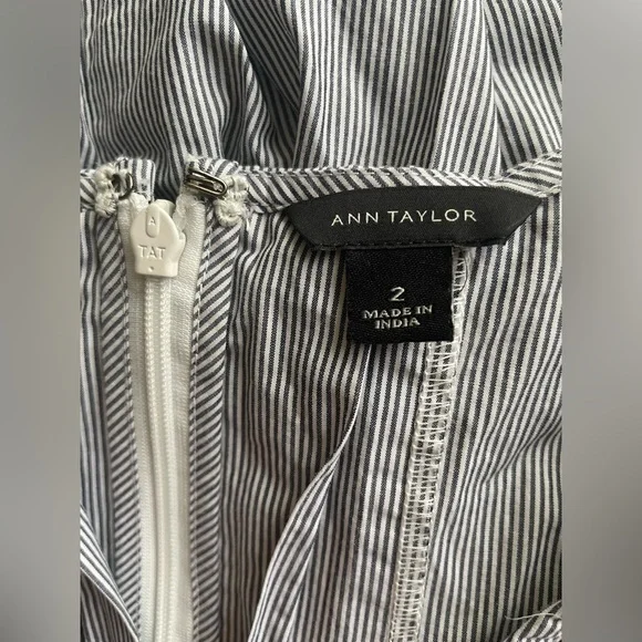 Ann Taylor Women Stripped Sleeveless Dress Cotton Size 2 - Picture 9 of 12